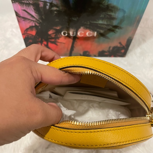 GG Supreme Monogram Flora Web Mini Ophidia Round Shoulder Bag Yellow - Picture 2 of 6